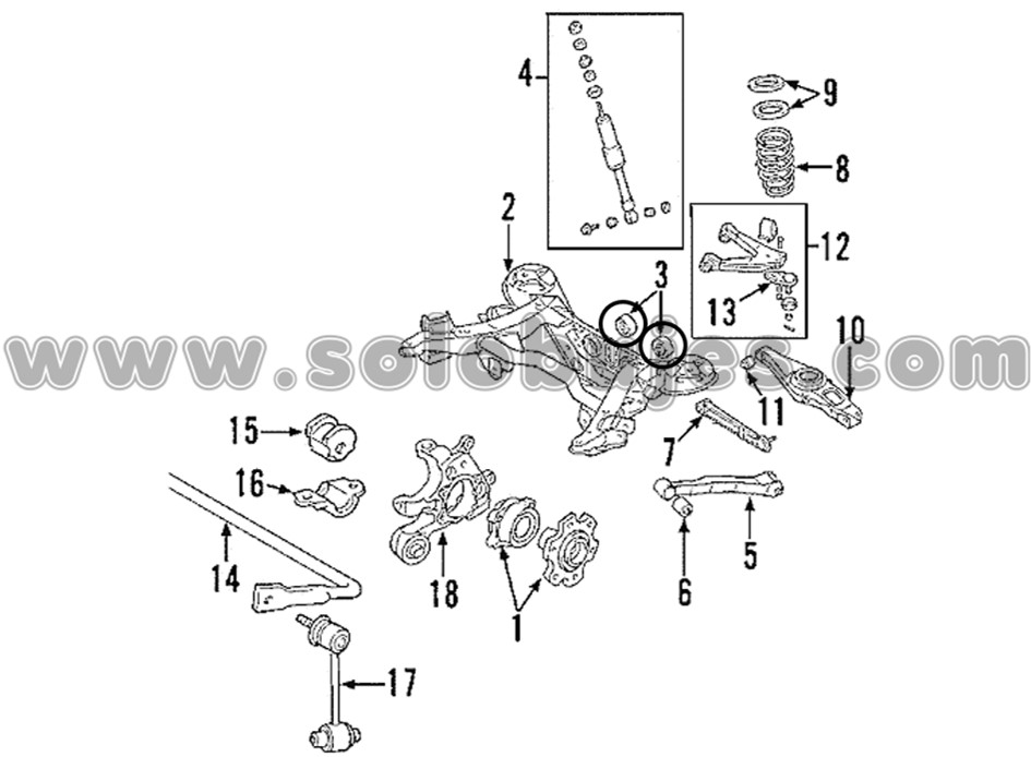 Buje puente trasero Pajero 2014 catalogo