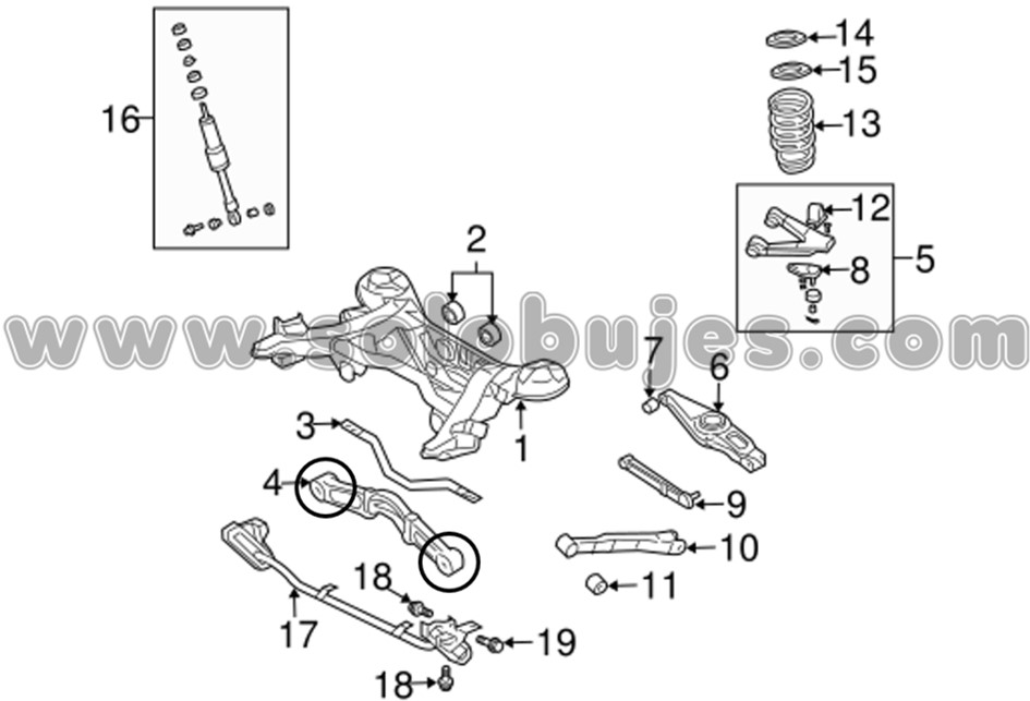 Buje soporte diferencial Montero 2003 catalogo