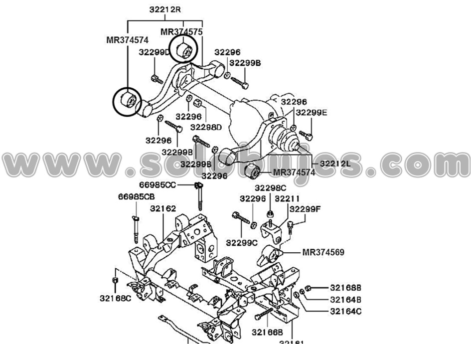 Buje soporte diferencial delantero Montero 2003 catalogo