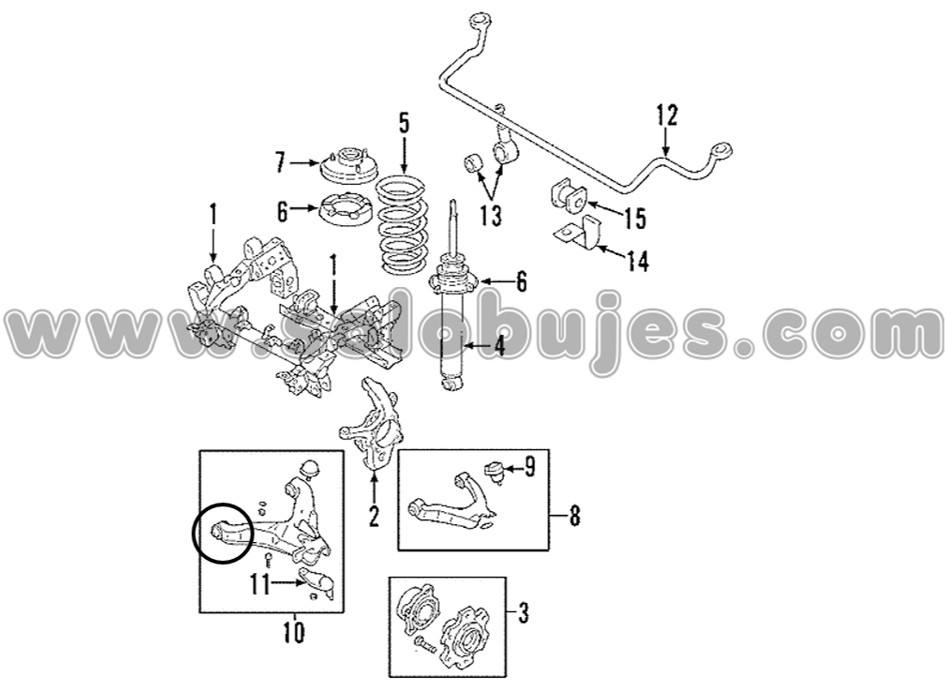 Buje tijera inferior Pajero 2001 4x4 catalogo