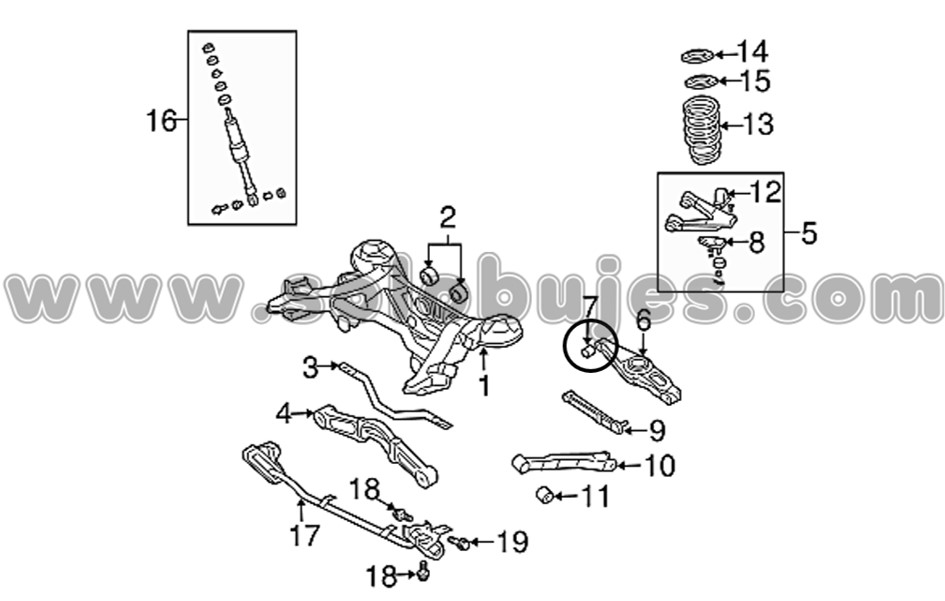 Buje tijera inferior trasera Pajero 2001 catalogo