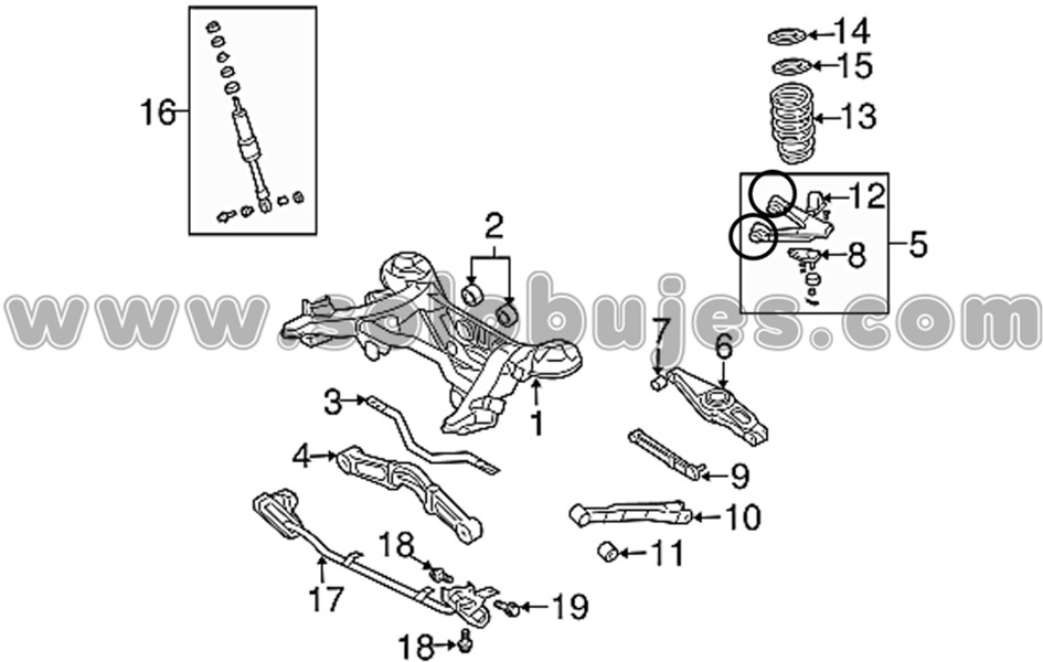 Buje tijera trasera superior Pajero 2008 catalogo