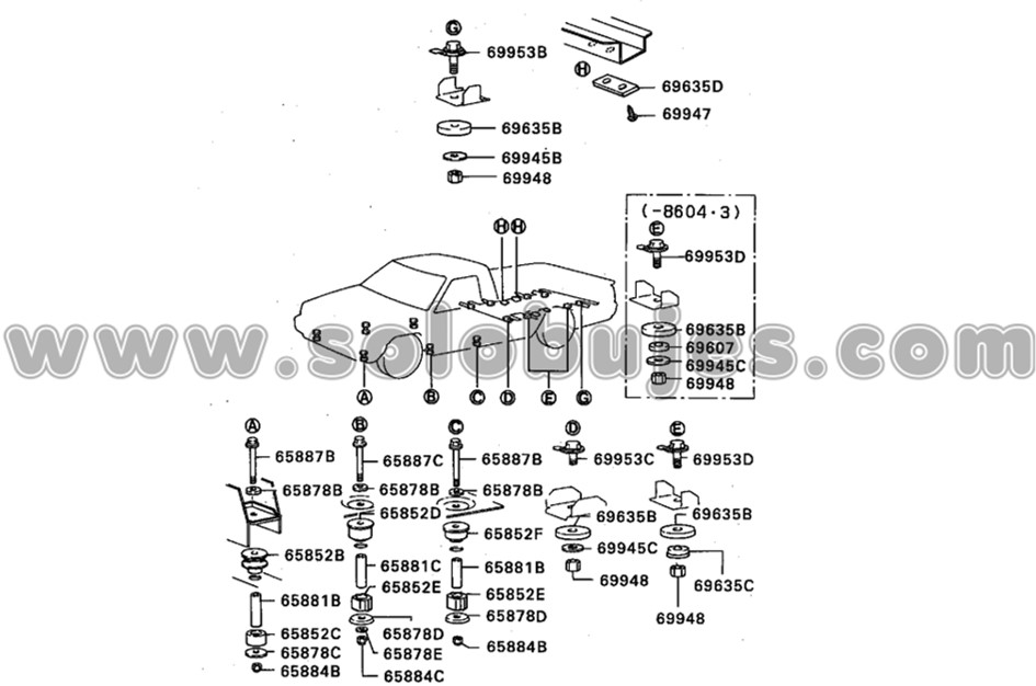 Bujes cabina Pajero 1985 catalogo