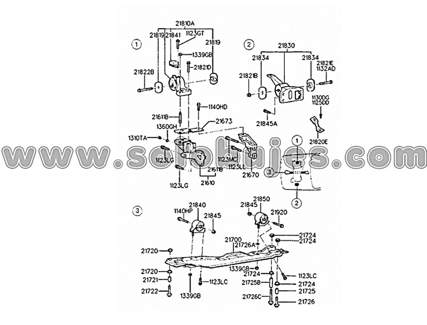 Soporte motor delantero Elantra 1996 catálogo