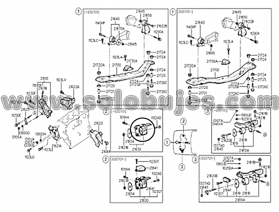 Soporte motor derecho Elantra 1995 catálogo