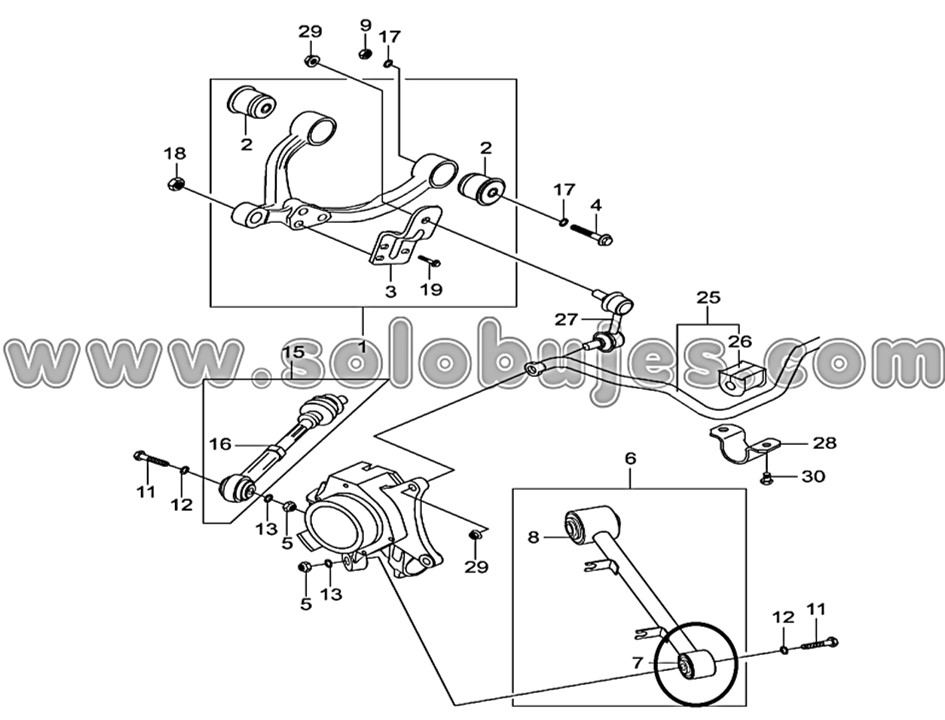 Buje brazo trasero Rexton 2004 catálogo