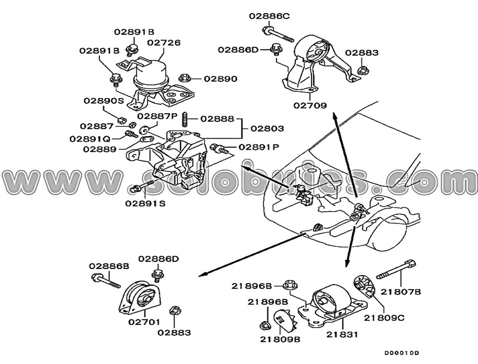 Soporte motor delantero Lancer 2005 catálogo