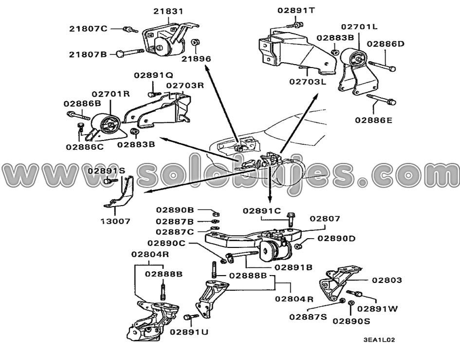 Soporte motor trasero Lancer 1992 catálogo