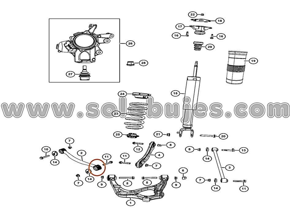 Buje brazo inferior trasero Durango 2015 catálogo