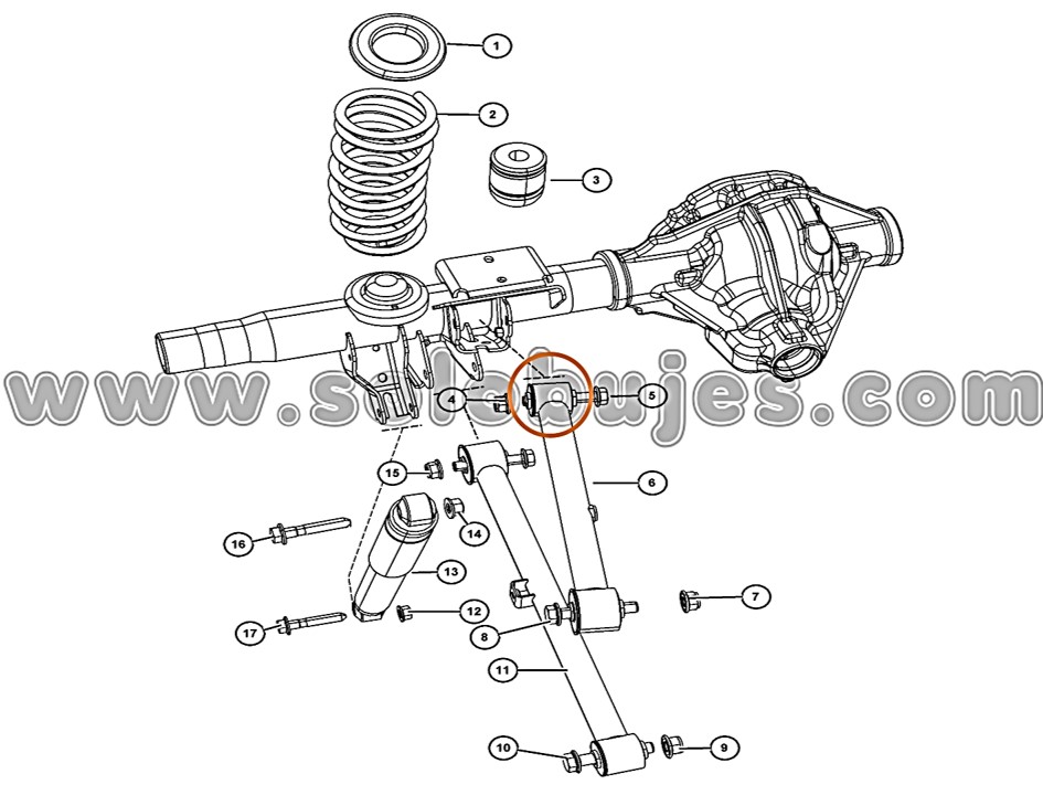 Buje brazo trasero Ram1500 2017 catálogo