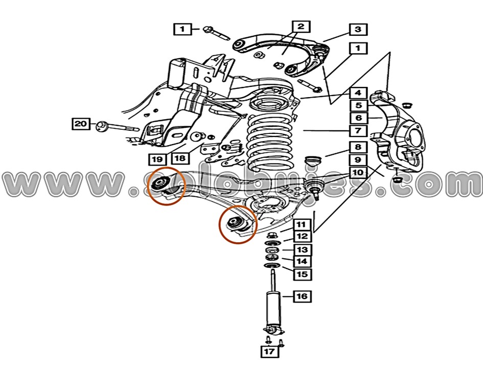 Buje tijera delantera Ram1500 2013 catálogo