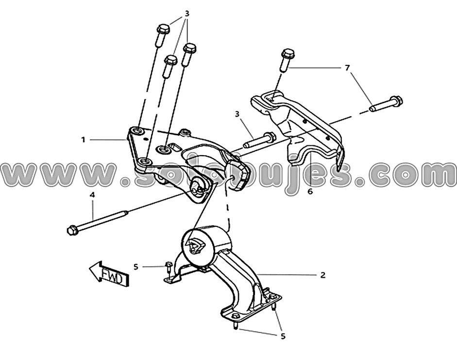 Buje soporte motor trasero Grand Caravan 2014 catálogo