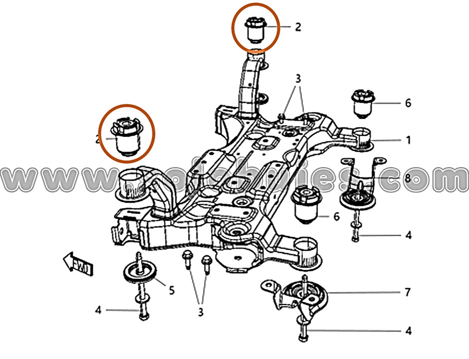 Bujes cuna delanteros Grand Caravan 2014 Solobujes