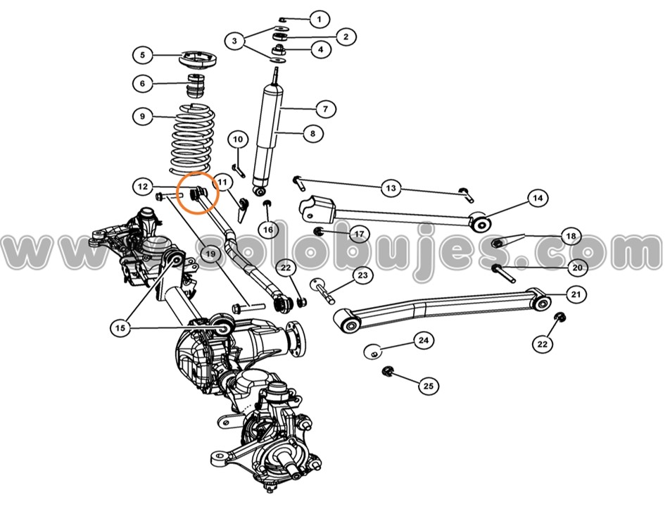 Buje barra transversal Wrangler 2007 catálogo