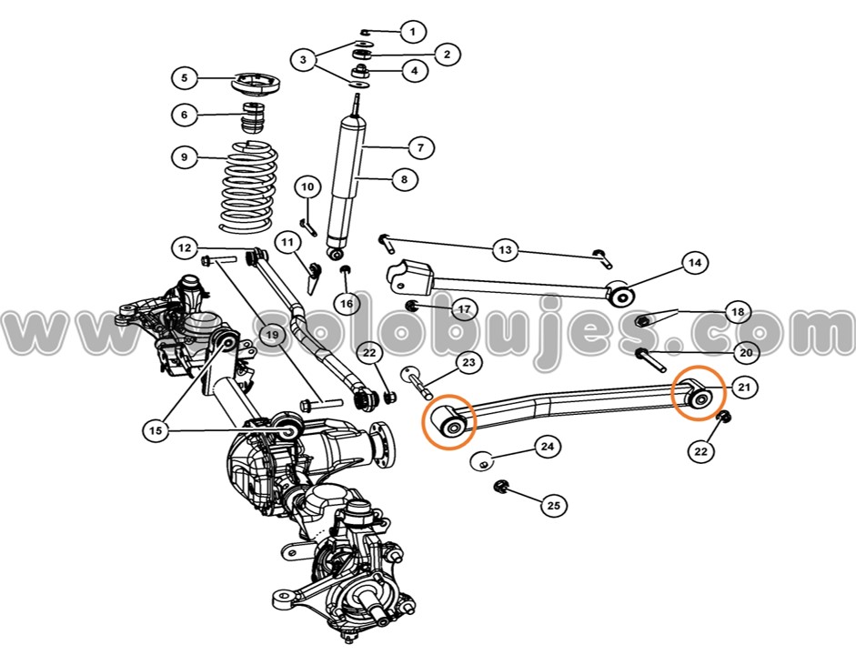 Buje brazo Wrangler 2007 catálogo