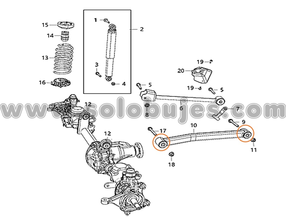 Buje brazo Wrangler 2018 catálogo