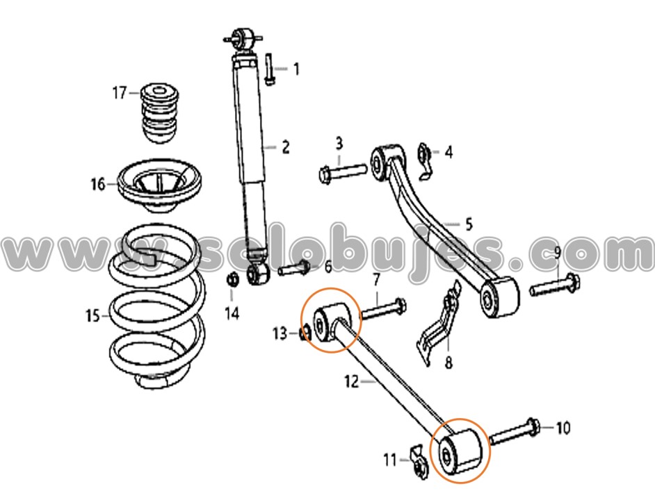 Buje brazo trasero Wrangler 2021 catálogo