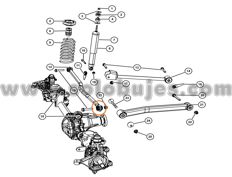 Buje templete transversal Wrangler 2015 catálogo