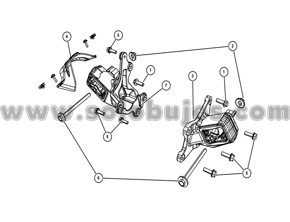 Soporte motor izquierdo Wrangler 3.8 2007 catálogo