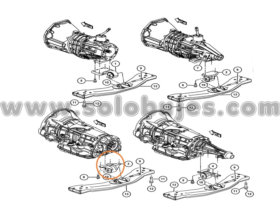 Soporte caja Cherokee 4x4 2007 catálogo