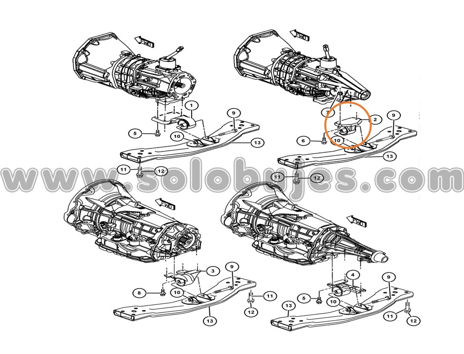 Soporte caja manual Cherokee 2007 catálogo