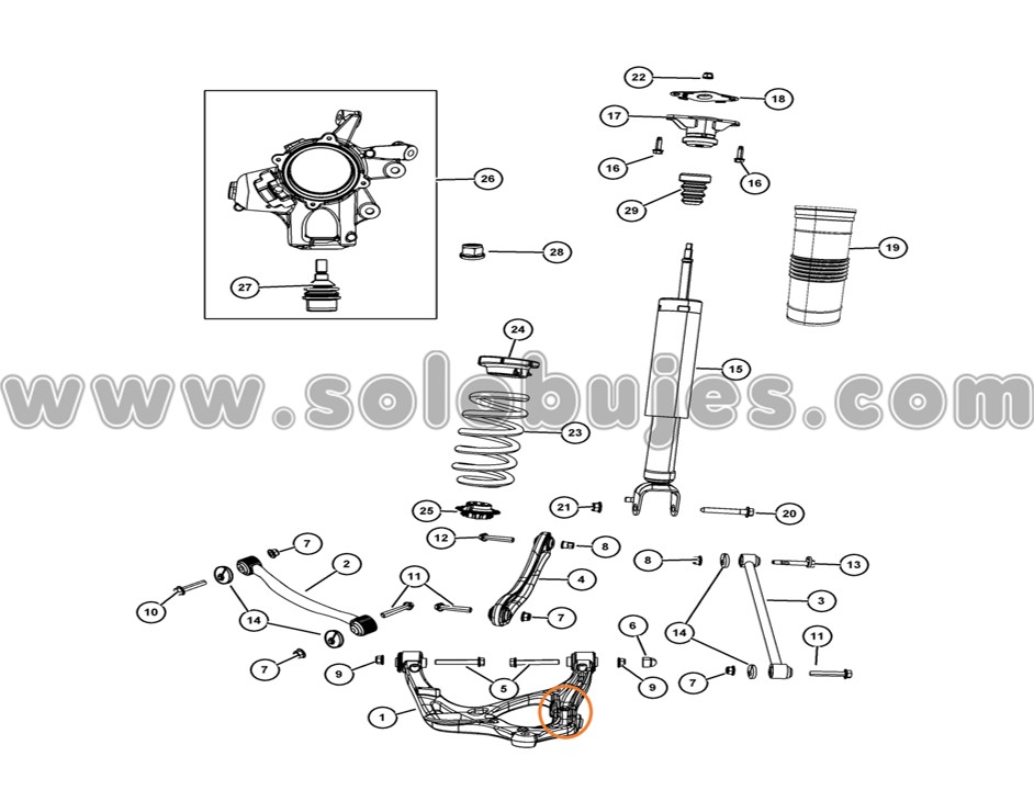 Buje amortiguador Grand Cherokee 2011 catálogo