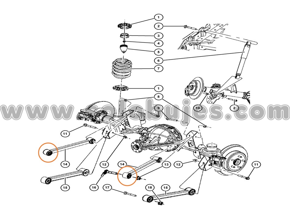 Buje brazo trasero Grand Cherokee 2005 catálogo