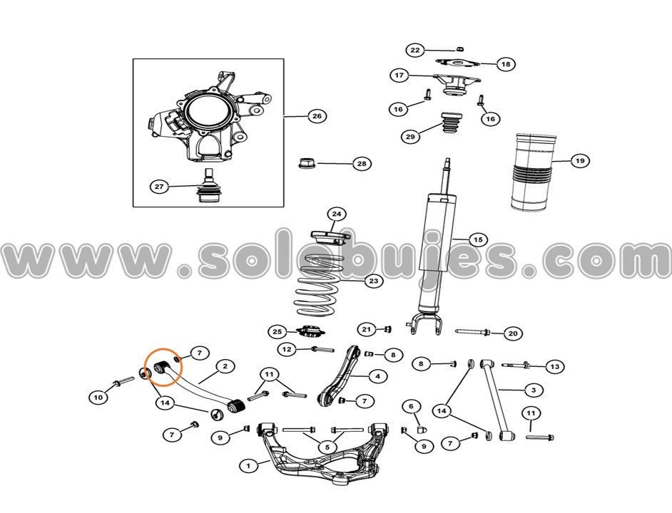 Buje brazo trasero Grand Cherokee 2011 catálogo