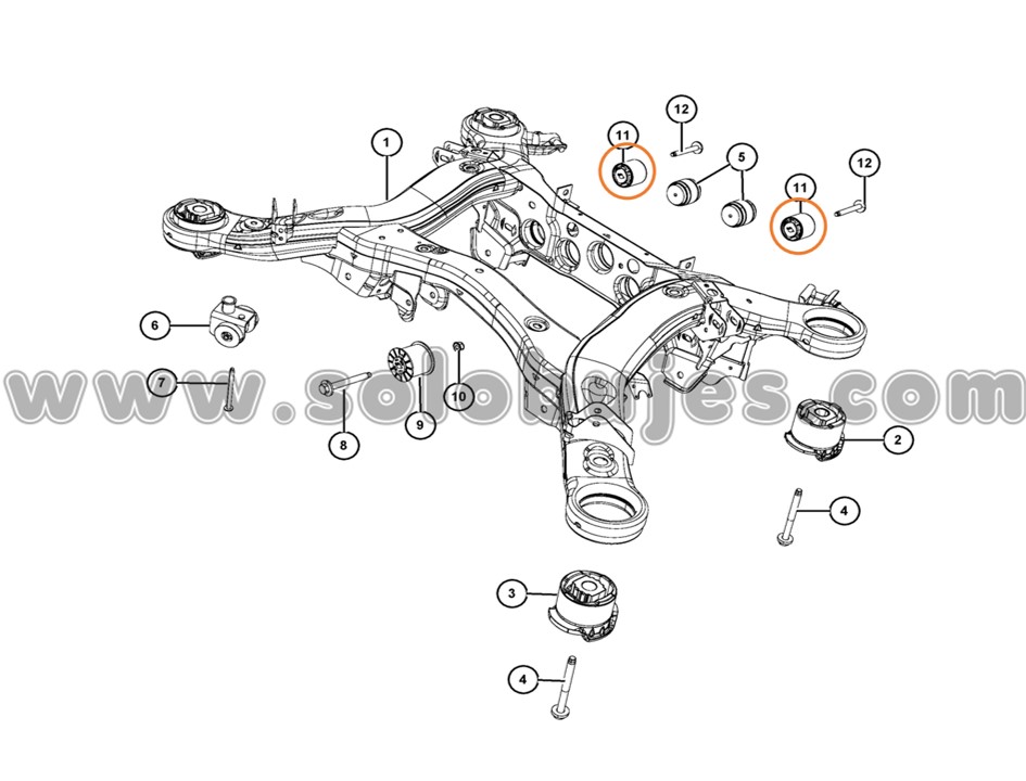 Buje diferencial trasero Grand Cherokee 2011 catálogo