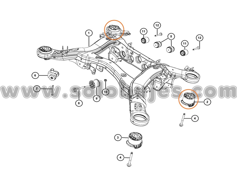 Bujes puente traseros Grand Cherokee 2012 catálogo