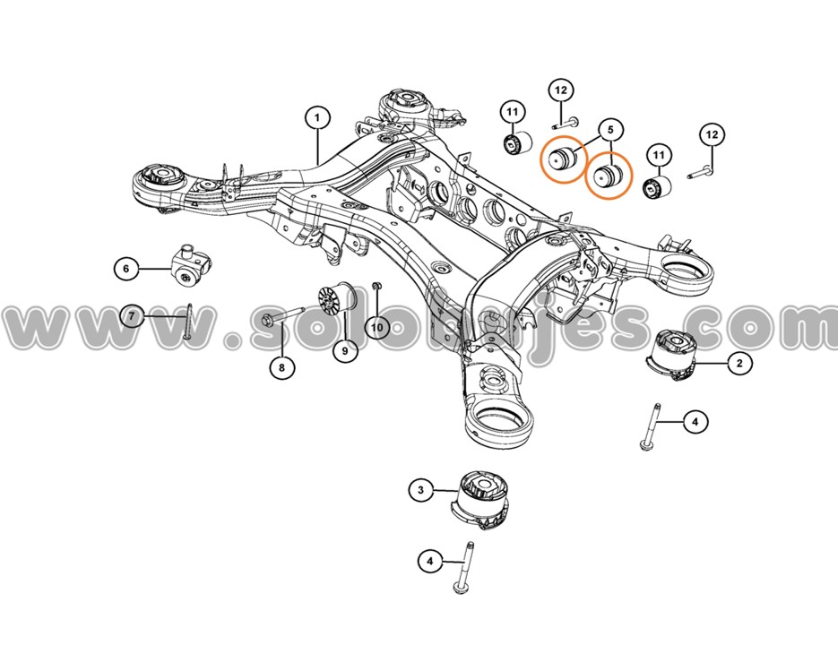 Bujes soporte diferenciales Grand Cherokee 2011 catálogo