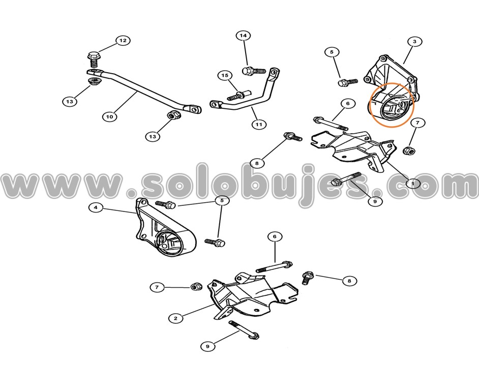 Buje soporte motor derecho Laredo 4.0 2001 catálogo