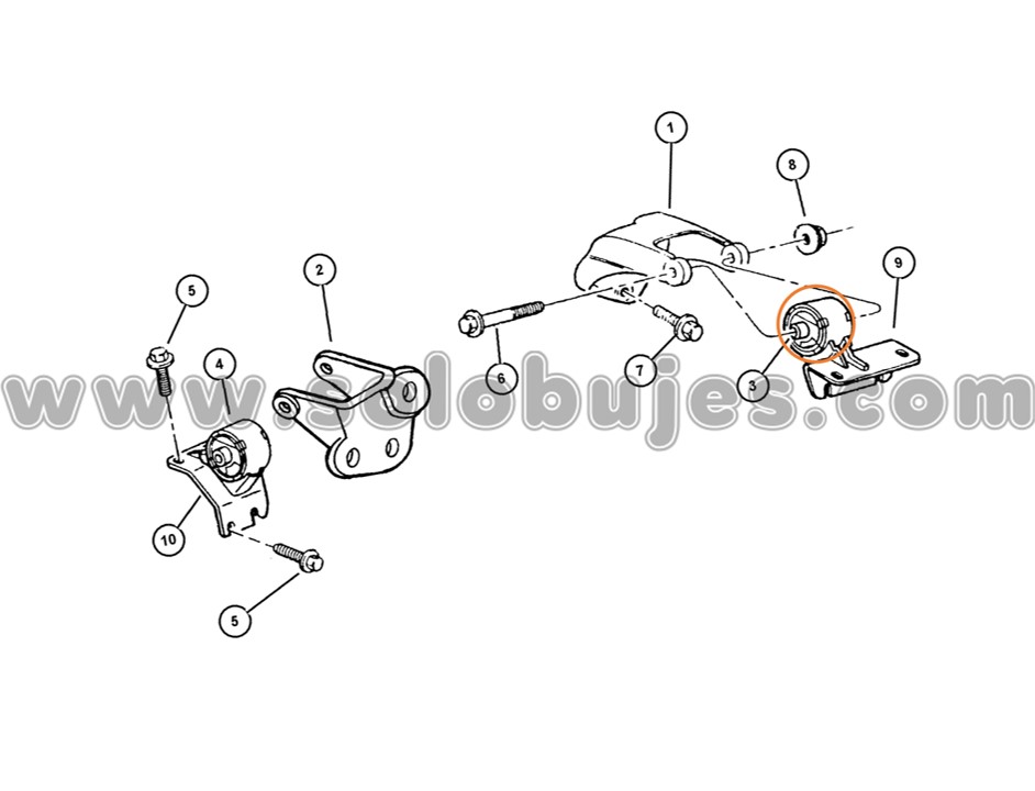 Buje soporte motor izquierdo Laredo 4.0 1995 catálogo