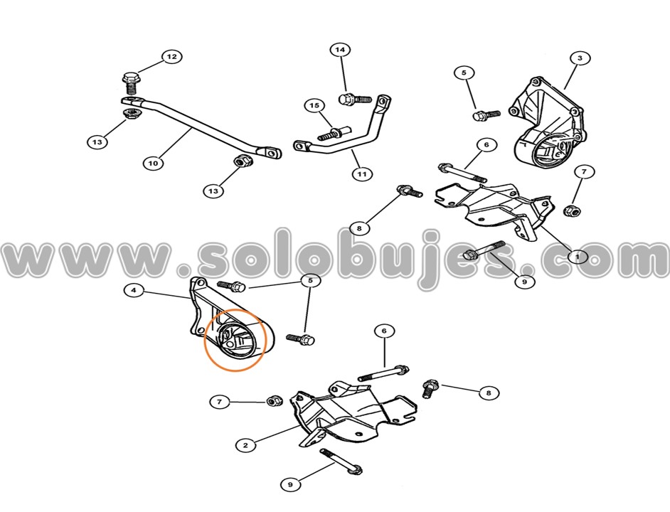 Buje soporte motor izquierdo Laredo 4.0 2000 catálogo