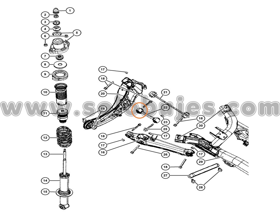 Buje brazo superior trasero Caliber 2008 catálogo