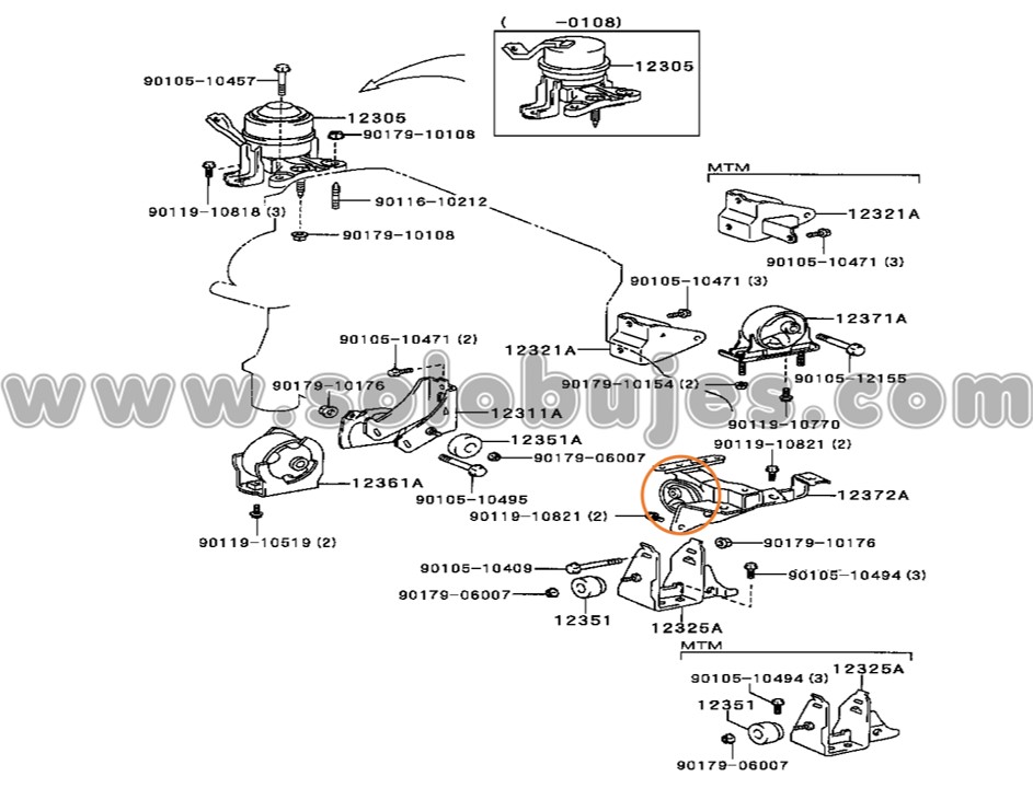 Buje soporte caja Rav4 2003 catálogo