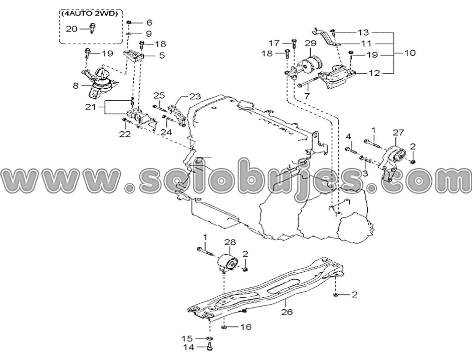 Buje soporte motor delantero Carens ll 2004 catálogo