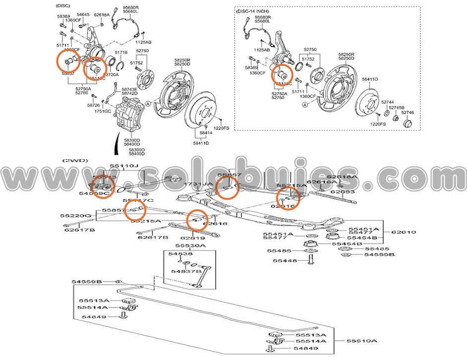 Kit bujes suspensión trasera Sportage 2006 catálogo