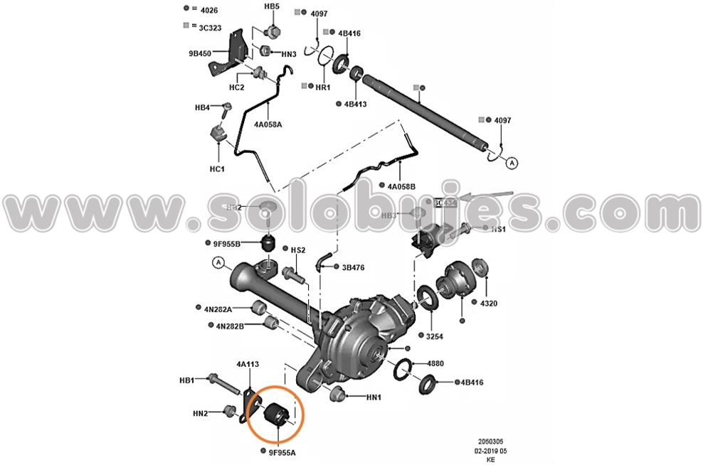 Buje soporte diferencial Ranger 2012 catalogo