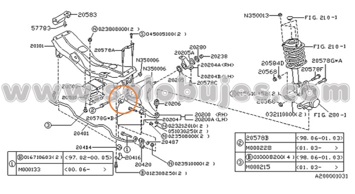 Buje tijera Forester 2002 catalogo