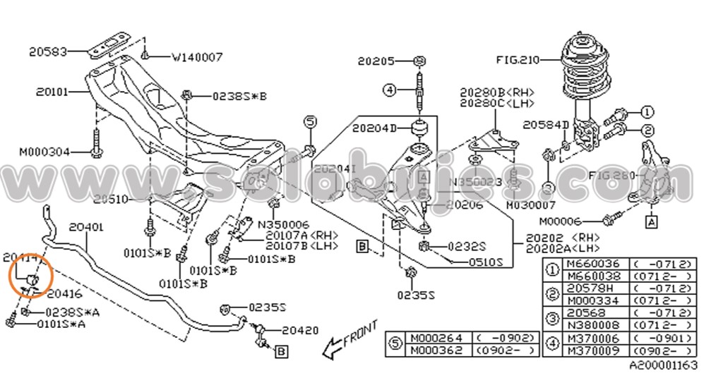 Cauchos estabilizadora Forester 2008 catalogo