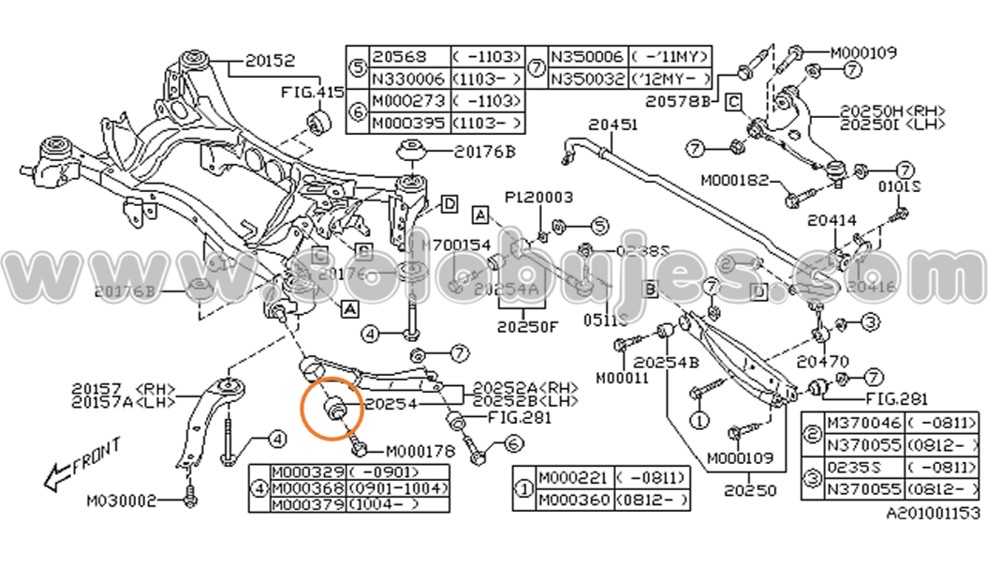 Buje templete Forester 2011 catalogo
