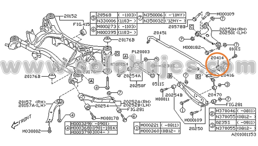 Cauchos estabilizadora trasera Forester 2021 catalogo