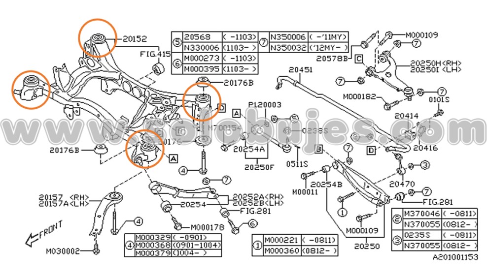 Buje puente trasero Forester 2015 catalogo