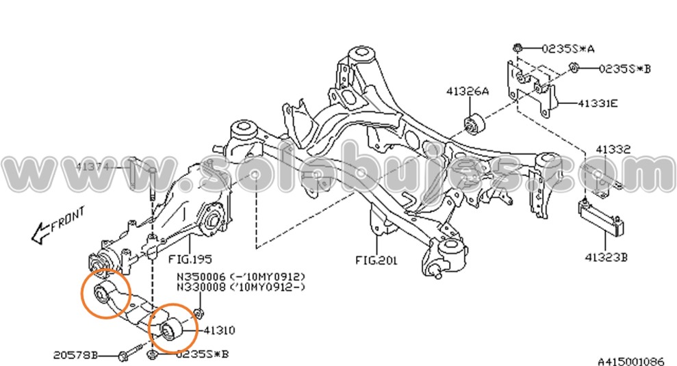 Buje soporte diferencial Impreza 2008 catalogo