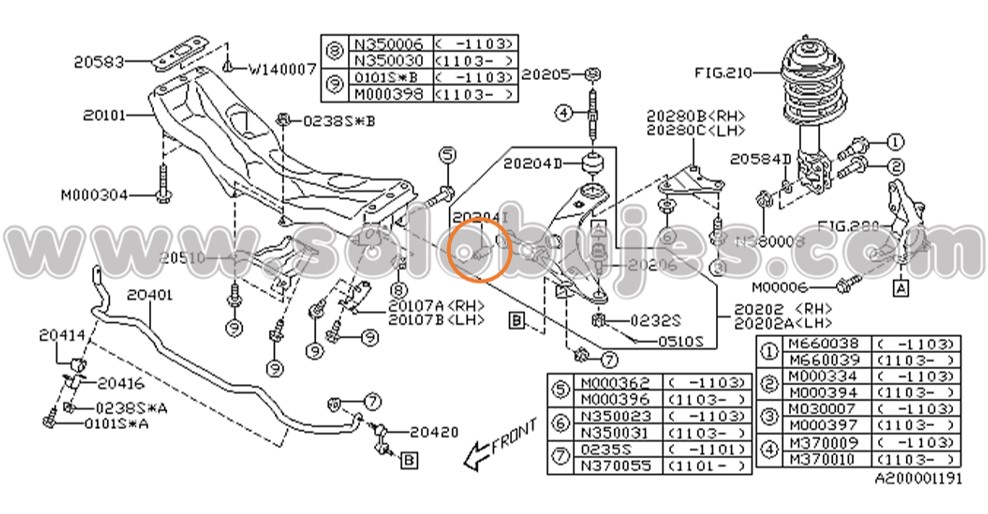 Buje tijera Impreza 2010 catalogo