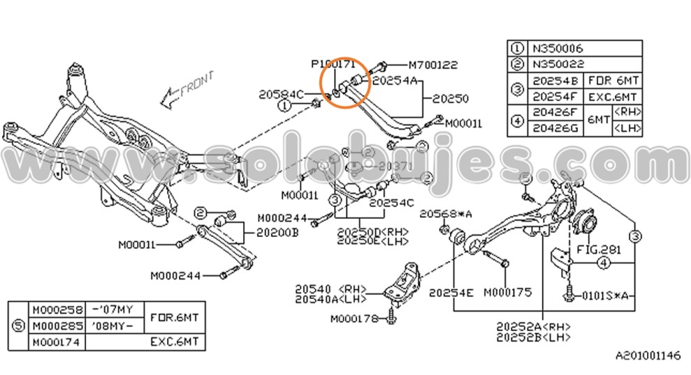 Buje tijera trasera Legacy 2005 catalogo