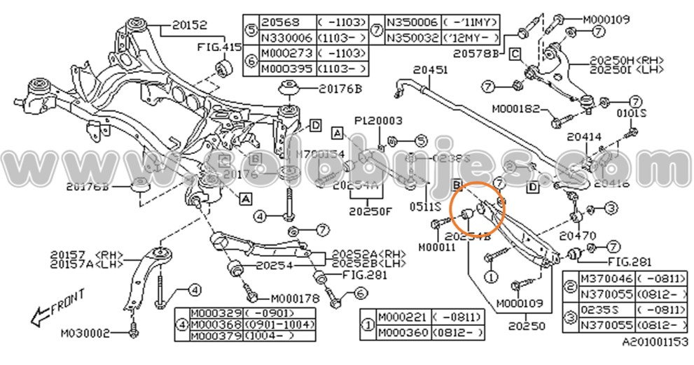 Buje tijera trasero Impreza 2014 catalogo