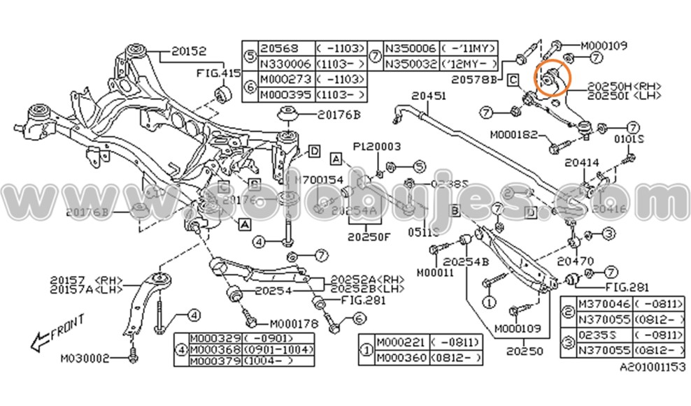 Bujes tijera trasero superior Impreza 2014 catalogo