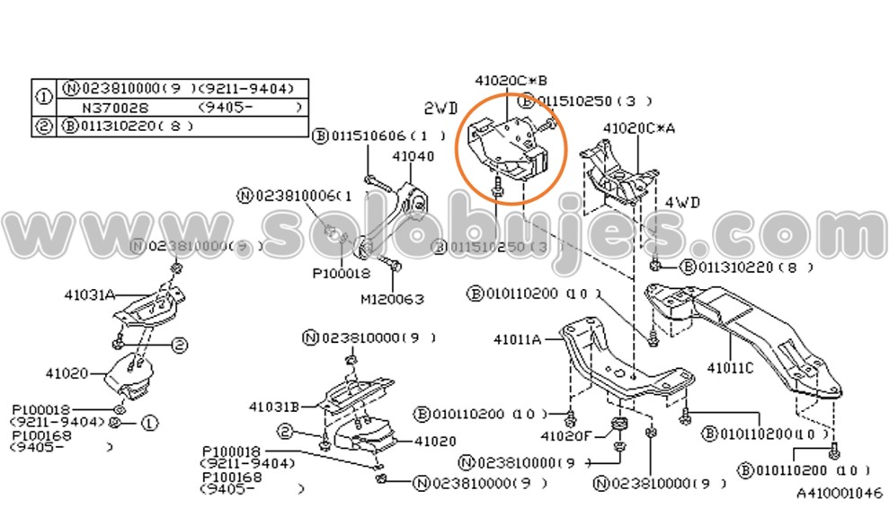 Soporte caja mecanica Impreza 1995 catalogo
